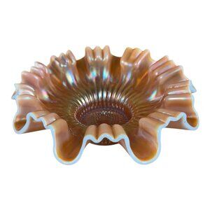 Opalescent Marigold Ruffle Edge Bowl